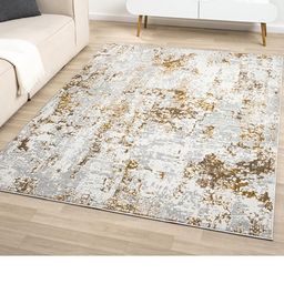Kaleen India Gold Polyester Abstract Anti-Skid Carpets-image-22