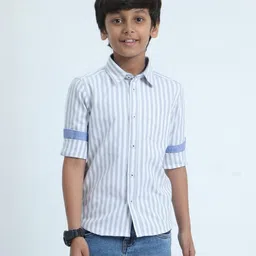 Rocket Scinece Boys Cotton Single Pocket Casual Striped Shirt-image-37