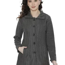 HAUTEMODA Women Cable Knit Woollen Cardigan-image-16