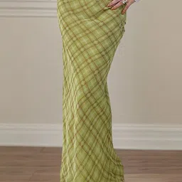 LULU & SKY Checked Straight Maxi Skirts-image-24