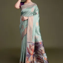 Peachmode Woven Design Zari Pure Silk Banarasi Saree-image-98