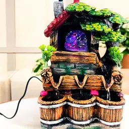 Go Hooked Polyresin Waterfall Fountain with LED Lights & Adjustable Speed Control-3