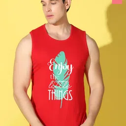 WOOSTRO Pack Of 2 Printed Combed Cotton Gym Vests - VWS26(ENJOY RED)(ENJOY PEACH)-picture-10