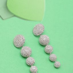 StyleCast Silver-Plated Rhinestone Studded Circular Drop Earrings-image-49