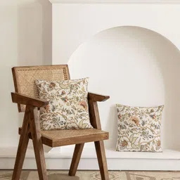 Clasiko Brown & Green 2 Pieces Floral Printed Cotton Square Cushion Covers-image-65