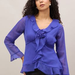 DRAAX Women Fashions Empire Top with Ruffles in Front-picture-46