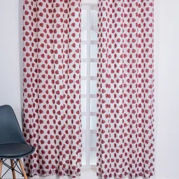 Parda Online White & Red 4 Pieces Window Curtain-image-78