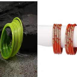 SOMIL Set of 20 Green Alloy Artificial Stones & Beads Bangles-image-80