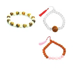 Divine souvenirs Set Of 3 Unisex Artificial Beaded Elasticated Bracelet-58