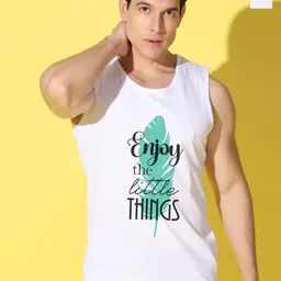 WOOSTRO Pack Of 2 Printed Combed Cotton Gym Vests VWS26(ENJOY WHITE)(HARD WHITE)-image-86