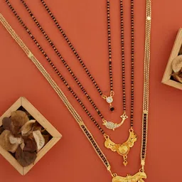 DIVASTRI Gold-Plated Artificial Beads Mangalsutra Set Of 4-image-107
