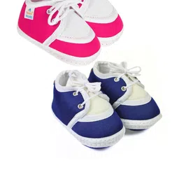 NESKA MODA Newborn Baby 3 To 12 Month 2 Pair Combo Skin Friendly Soft Cotton Lace Shoes Booties-44