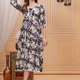 OH MI DIOS Women Floral Print Crepe Fit and Flare Midi Dress-image-96