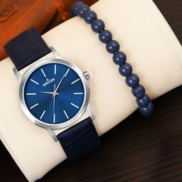 WROGN Men Analog Watch & Leather Bracelet Gift Set WRNWJ Set-18-35