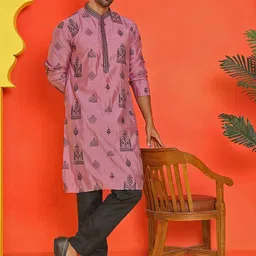 Jompers Men Ethnic Motifs Embroidered Regular Sequinned Kurta with Pyjamas-4