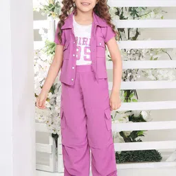 Ministitch Girls Printed T-shirt & Shirt With Trousers Set-image-72