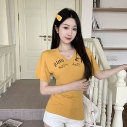 DressBerry Women V-Neck Slim Fit Typography Printed T-shirt-image-50