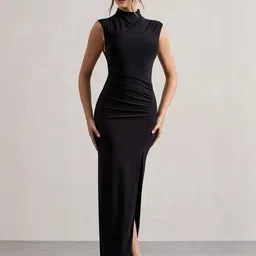 WANQUILA Women Black Solid Bodycon Sleeveless Maxi Longline Dress-picture-47