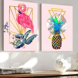 Art Street Pink & Yellow 2 Pieces Canvas Abstract Wall Art-26