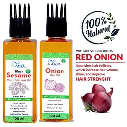 ANI'S Set Of 2 Black Sesame & Onion Hair Oil For Strong & Silky Hairs - 100ml Each-1