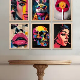 Kotart Red & Yellow 6 Pieces Wooden Wall Arts-12