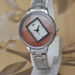 VIRAKTI Women Round Dial & Stainless Steel Straps Analogue Watch G-92-BROWN STEEL-image-44