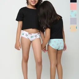 You Got Plan B Pack Of 6 Girls Cotton Printed Mid-Rise Hipster Briefs-image-4