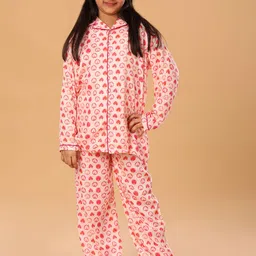 The Mini Trunk Kids Conversational Printed Pure Cotton Night suit-image-5