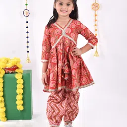 AATYA KIIDS Girls Floral Printed Empire Gotta Patti Pure Cotton Kurta with Salwar-image-30