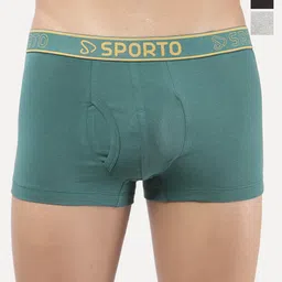 Sporto by Macho Pack Of 3 Combed Cotton Mid-Rise Short Trunks-picture-0