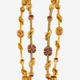 Kushal's Fashion Jewellery Set Of 2 Gold-Plated Ruby-Studded Bangle image 4