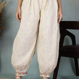 Clora Creation Women Woven Design Ikat Loose Fit Cotton Salwar-image-12