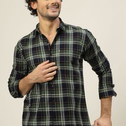 JADEBERRY Men Classic Slim Fit Tartan Checks Opaque Checked Casual Shirt-image-96
