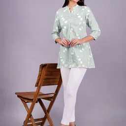 JC4U Floral Print Mandarin Collar Top-image-39