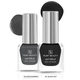 FILMY BEAUTY Set Of 2 Gel Effect Nail Polish- 10 ml Each- Good Evening 05- Black Out 30-6