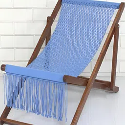 Shadowkart 2-Pcs Blue & Brown Macrame Folding Lounge Chair-9