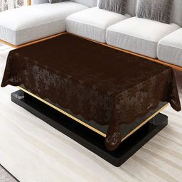 Homerz Coffee Brown Floral Cotton 4-Seater Table Cover-image-63