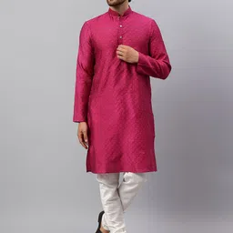 Latest Chikan Garments Men Geometric Self Design Kurta with Churidar-picture-20