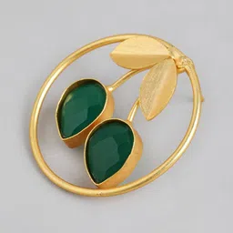 Anouk Gold Plated Contemporary Artificial Stones Studded Circular Studs image 3