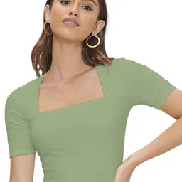 BAESD Women Solid Square Neck Top-image-94