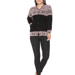 WOOL 4U Women Cable Knit Woollen Cardigan-image-75