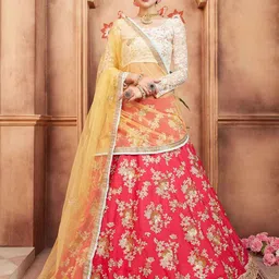 ODETTE Floral Embroidered Sequinned Semi-Stitched Lehenga & Blouse With Dupatta-picture-30