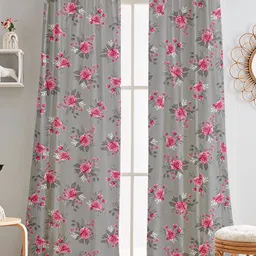 Lushomes Grey & Pink Sheer Window Curtain-image-24