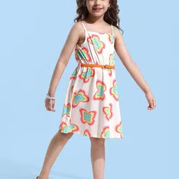 Hola Bonita Girls Printed Belted Fit & Flare Dress-image-50