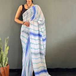 Panzora Embellished Poly Georgette Ready to Wear Ikat Saree-image-73