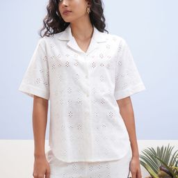 Vara By Vishudh Self Designed Cotton Shirt With Shorts Co-Ords-image-39