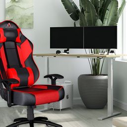 ASE GAMING Red 180 Degree Recline Footrest Neck & Lumbar Pillow Gaming Chair-image-92