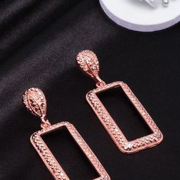 StyleCast Rose Gold Plated Geometric Drop Earrings-image-19