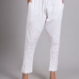 The Chikan Label Women Ethnic Motifs Embroidered Relaxed Straight Leg Straight Fit Trousers-picture-6