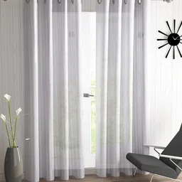BELLA TRUE 153 cm (5 ft) Polyester Transparent Window Curtain (Pack Of 2) (Self Design, White)-image-80